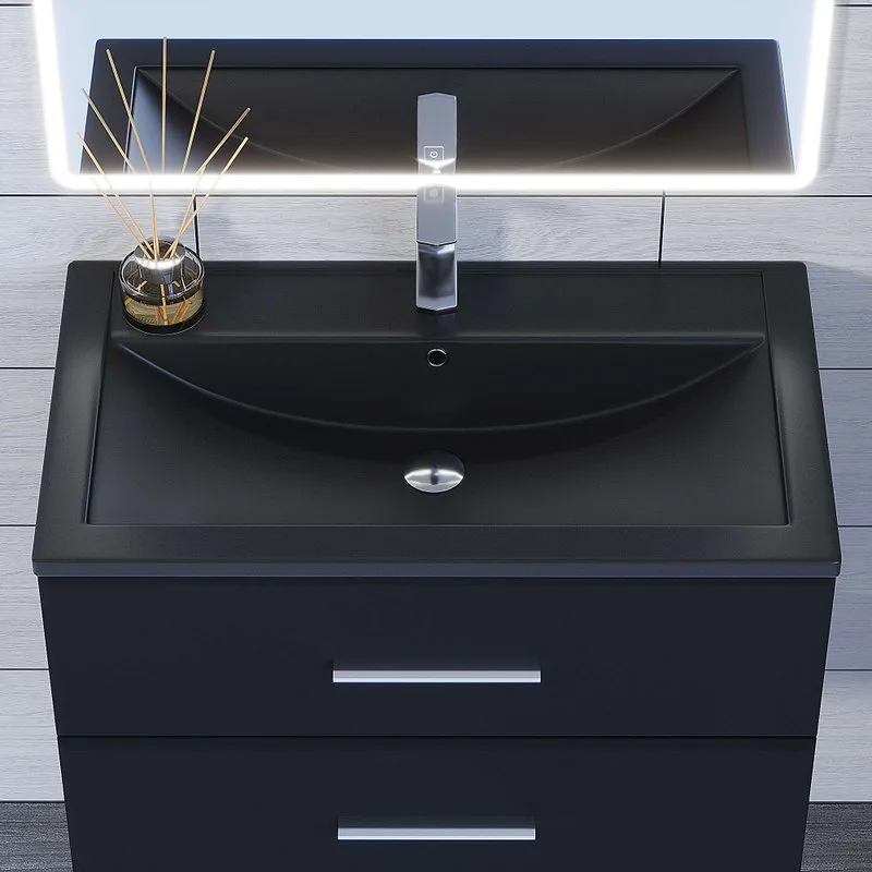 Мебельная раковина Uperwood Foster Quartz 291030039 80 см, матовая черная, космос Sancos — официальный сайт