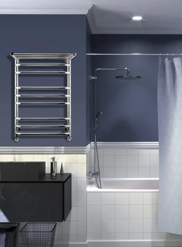 Полотенцесушитель водяной Indigo Brace LBCW80-50P с полкой, серебристый Sancos — официальный сайт