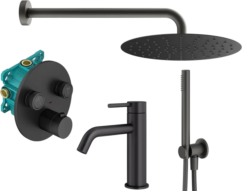 Комплект для ванной Plumberia Selection PSBOX KITPSB02NO53 С ВНУТРЕННЕЙ ЧАСТЬЮ, черный матовый Sancos — официальный сайт