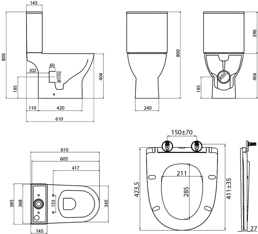 Унитаз-компакт напольный BelBagno Lounge BB045CPR Sancos — официальный сайт