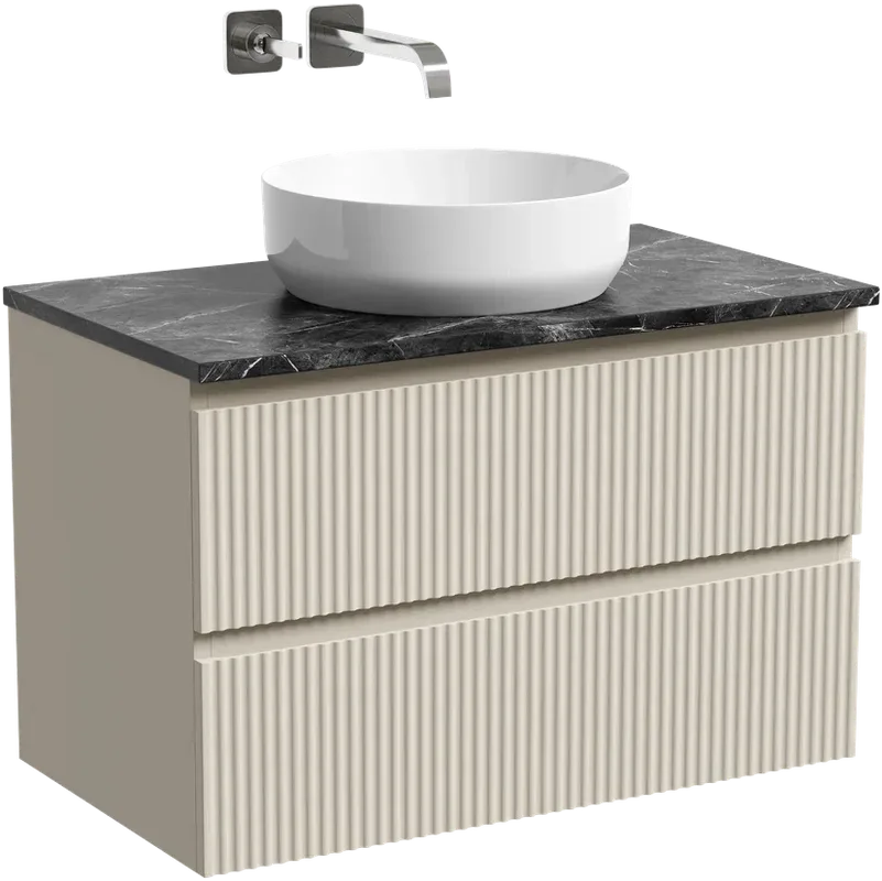 Тумба с раковиной Sancos Snob R 80 см, beige soft, столешница черный мрамор, раковина CN6022 Sancos — официальный сайт