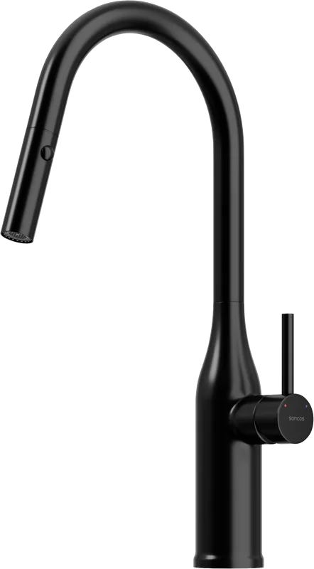 Смеситель для кухни Sancos Grand SC4002MB с вытяжным изливом, черный матовый Sancos — официальный сайт