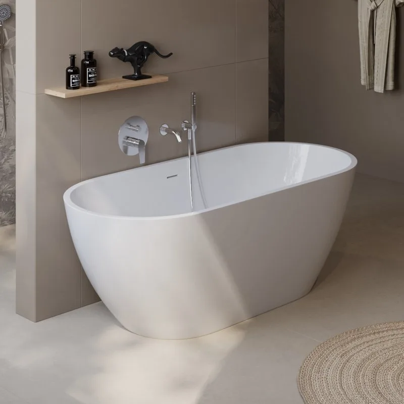 Акриловая ванна BelBagno Uno BB701 160x75 см, отдельностоящая, белая, овальная, на ножках, со сливом Sancos — официальный сайт