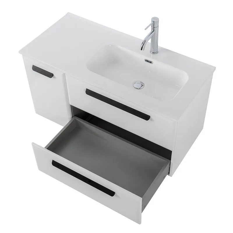 Тумба под раковину без столешницы Cezares Eco Cer-N 100 R 2 ящика, 1 дверца, bianco lucido, ручки ма Sancos — официальный сайт