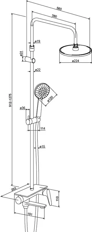 Душевая стойка Damixa Jupiter 977730300, с полочкой Sancos — официальный сайт