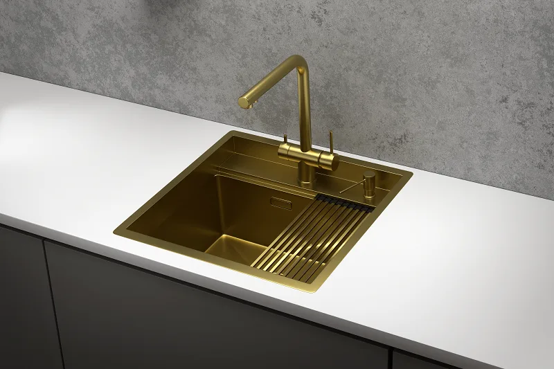 Мойка кухонная Granula Kitchen Space 5051, золото сатин Sancos — официальный сайт