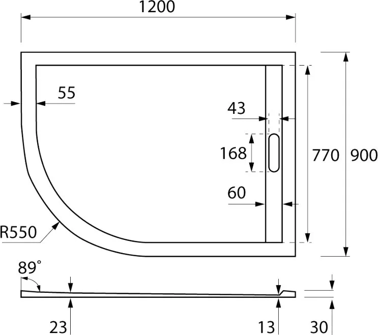 Поддон для душа Cezares Tray TRAY-AS-RH-120/90-550-30-W-R Sancos — официальный сайт