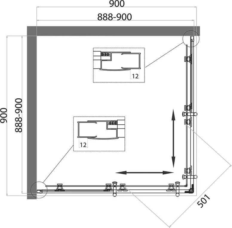 Душевой уголок BelBagno Uno 195 A 2 90 P Cr стекло текстурное Sancos — официальный сайт