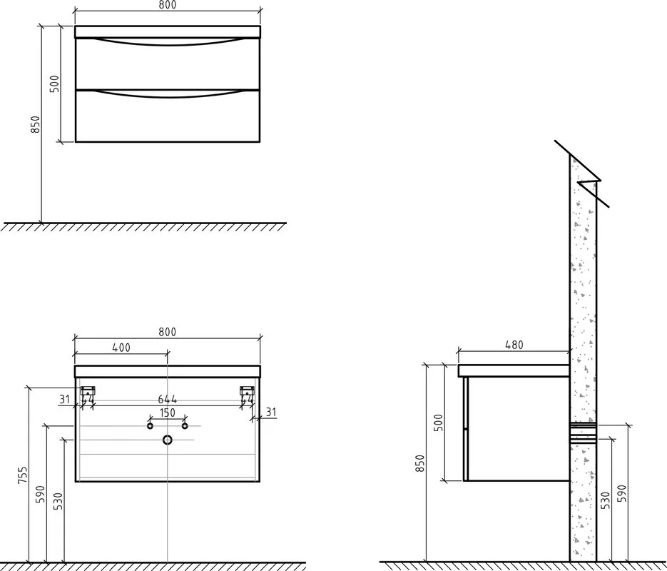 Тумба под раковину без столешницы BelBagno Ancona-N 80 rovere more подвесная Sancos — официальный сайт