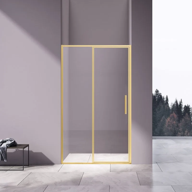 Душевая дверь Vincea Slim 8mm VDP-4SL120CLG, брашированное золото, стекло прозрачное Sancos — официальный сайт