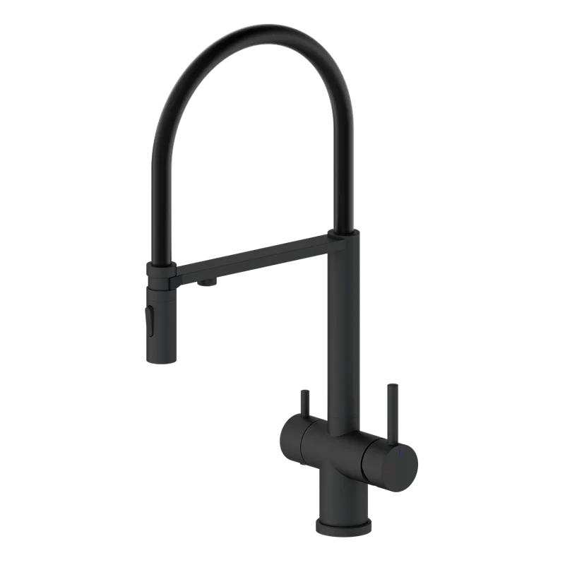 Смеситель для кухни AltroBagno Flusso 050204 NeOp с гибким изливом, матовый черный Sancos — официальный сайт