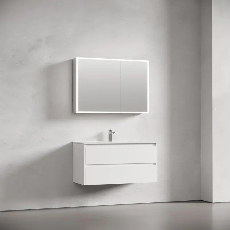 Зеркало-шкаф Sancos Evoke 100 с подсветкой, серый Sancos — официальный сайт