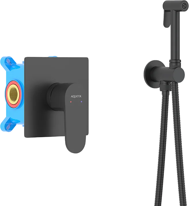 Гигиенический душ AQUATEK Оберон AQ1219MB со смесителем, С ВНУТРЕННЕЙ ЧАСТЬЮ, матовый черный Sancos — официальный сайт
