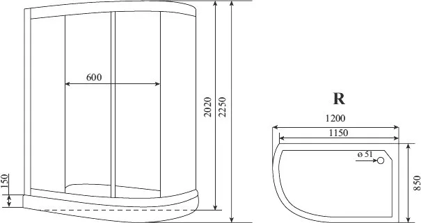 Душевая кабина Timo Standart T-6602 B R, профиль черный, с низким поддоном Sancos — официальный сайт
