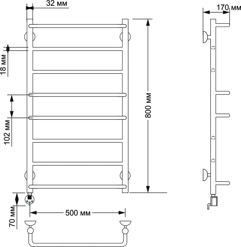 Полотенцесушитель электрический Secado Верона 1 50x80 бронза, L Sancos — официальный сайт