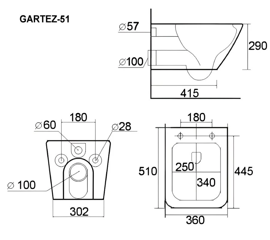 Подвесной унитаз Esbano Gartez-51 ESUPGART51W белый глянец безободковый с сиденьем с микролифтом Sancos — официальный сайт