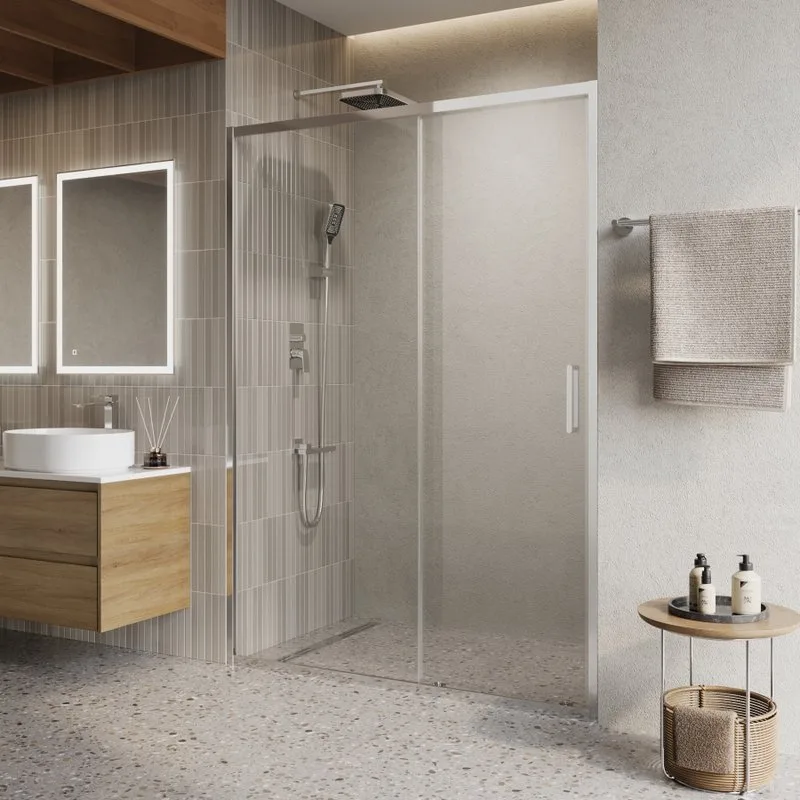 Душевая дверь в нишу BelBagno Luce BF-1-140-C-Cr профиль хром, стекло прозрачное Sancos — официальный сайт