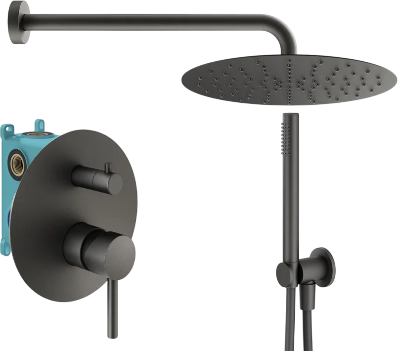 Душевой комплект Plumberia Selection Ixo KITXO18GR, С ВНУТРЕННЕЙ ЧАСТЬЮ, графит матовый Sancos — официальный сайт