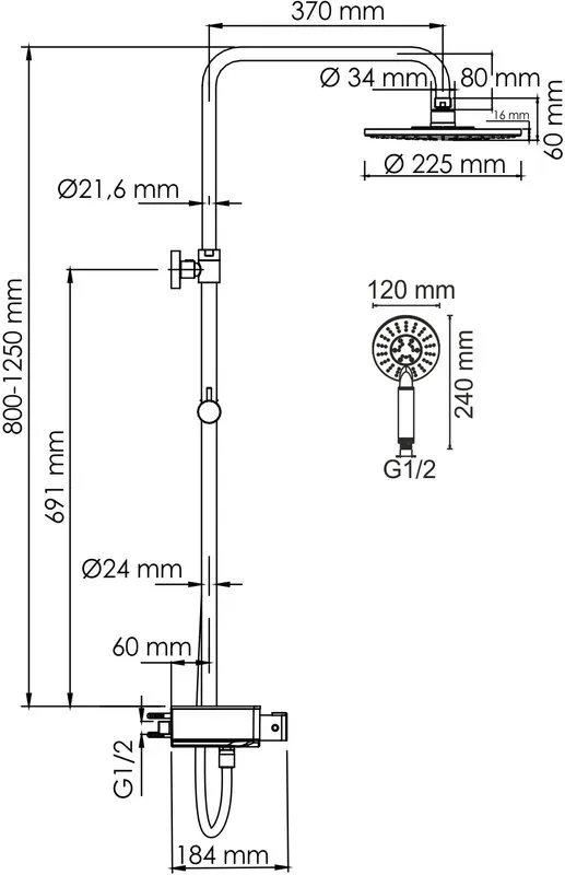 Душевая стойка Wasserkraft Aller A113.067.058.CH Thermo, с термостатом, хром Sancos — официальный сайт