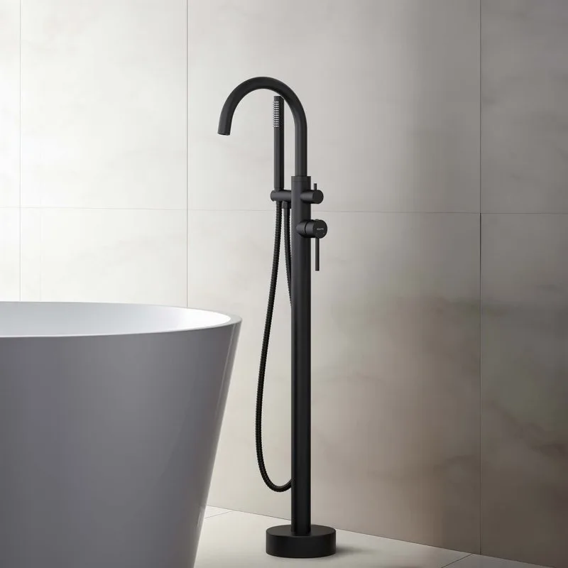 Напольный смеситель для ванны с душем AQUATEK Европа AQ1345MB, матовый черный Sancos — официальный сайт