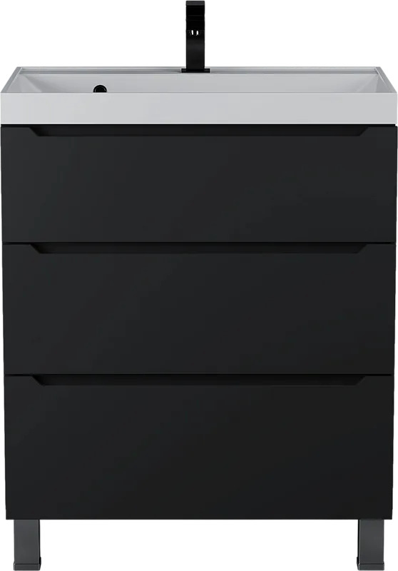 Тумба под раковину без столешницы Uperwood Tanos 70 напольная, черная матовая, 3 ящика Sancos — официальный сайт
