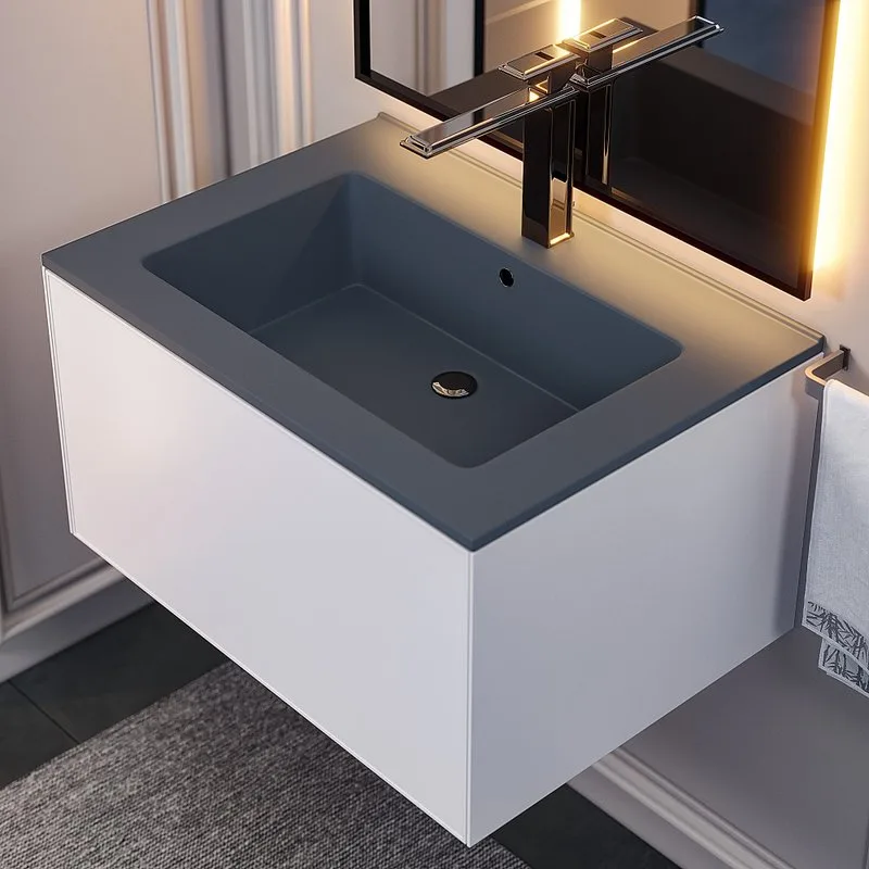 Мебельная раковина Uperwood Parma Quartz 291003002 65 см, матовая серая, бетон Sancos — официальный сайт