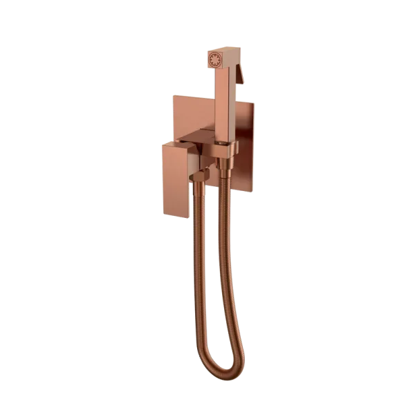 Гигиенический душ Boheme Qubic 477-CB со смесителем, С ВНУТРЕННЕЙ ЧАСТЬЮ, copper brushed