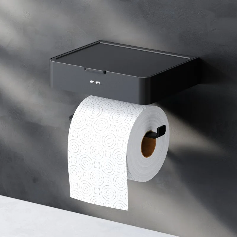 Держатель туалетной бумаги AM.PM Inspire 2.0 AA50A341522 с полкой для телефона и контейнером, черный Sancos — официальный сайт