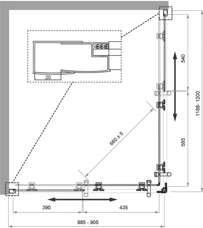 Душевой уголок BelBagno Uno -195 AH 2 120/90 C Nero профиль черный, стекло прозрачное Sancos — официальный сайт