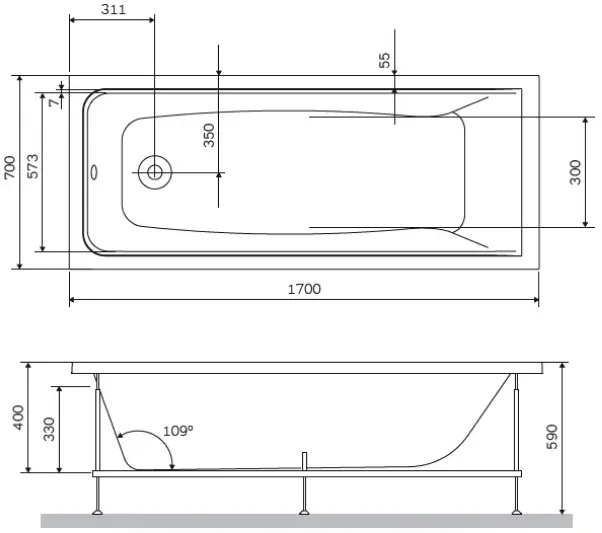 Акриловая ванна AM.PM Gem S W93A-170-070B-A без опоры 170x70 см, встраиваемая, черная Sancos — официальный сайт