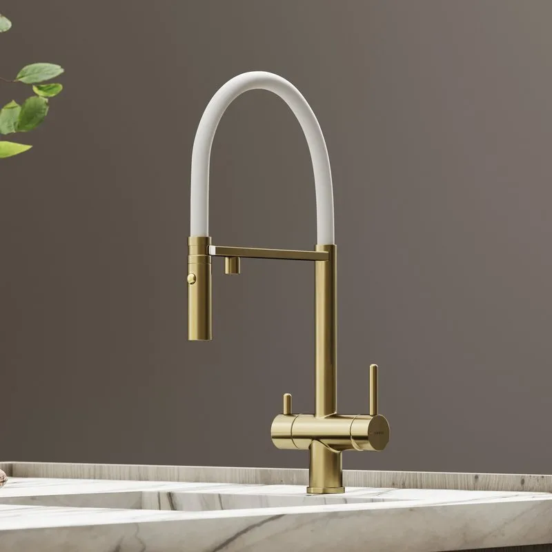 Смеситель для кухни Sancos Imola SC4010BG с гибким изливом, брашированное золото Sancos — официальный сайт