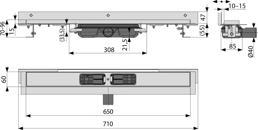 Душевой трап (лоток) AlcaPlast APZ104 -650 без решетки Sancos — официальный сайт