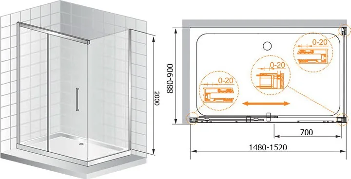 Душевой уголок Cezares Premier Soft W AH1 150/90 C Cr IV Sancos — официальный сайт