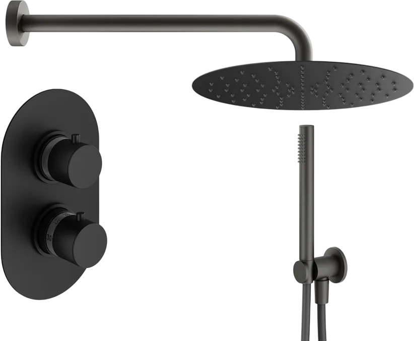 Душевой комплект Plumberia Selection Ixo KITXOT18NOKING, С ВНУТРЕННЕЙ ЧАСТЬЮ, черный матовый Sancos — официальный сайт