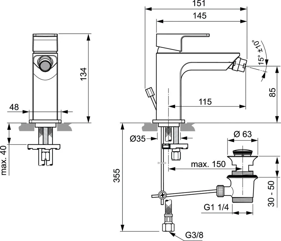 Смеситель для биде Ideal Standard Edge A7118AA Sancos — официальный сайт