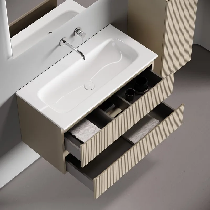 Тумба с раковиной Sancos Snob T 90 подвесная, beige soft, раковина СN7019wx Sancos — официальный сайт