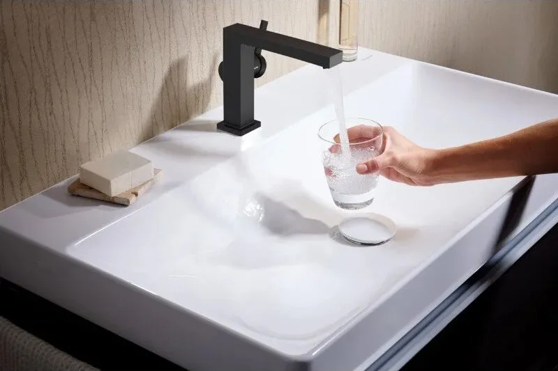 Смеситель для раковины Hansgrohe Tecturis E 110 Fine 73020670 матовый черный Sancos — официальный сайт