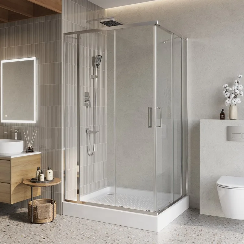 Душевой уголок BelBagno Luce AH-22-130/120-C-Cr профиль хром, стекло прозрачное Sancos — официальный сайт