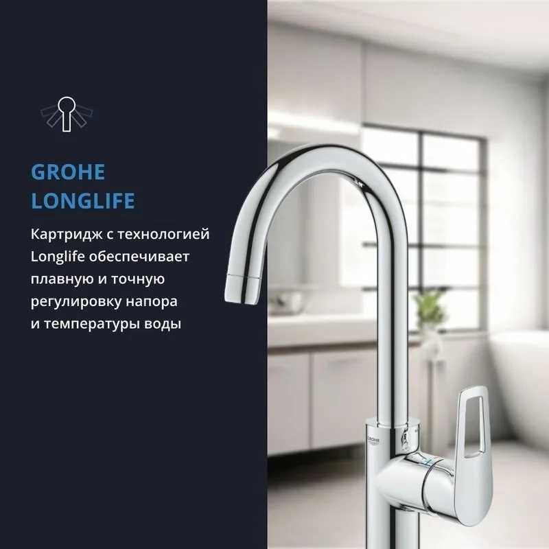 Смеситель для раковины Grohe Start Loop 23780001, хром Sancos — официальный сайт