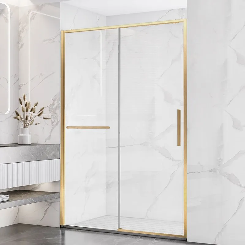 Душевая дверь в нишу Vincea Slim Soft VDS-1SS150CLG 150 см профиль брашированное золото, стекло проз Sancos — официальный сайт
