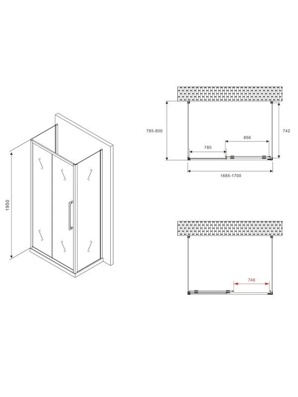 Душевой уголок Abber Schwarzer Diamant AG30170BMH-S80BM-S80BM 170х80 см, профиль матовый черный, сте Sancos — официальный сайт