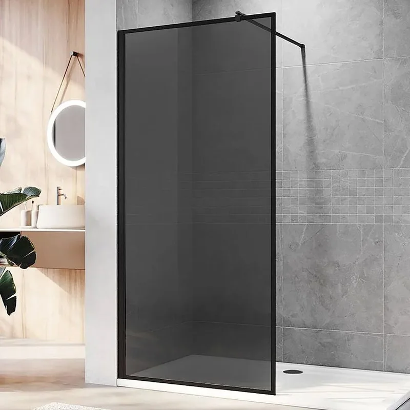 Душевая перегородка Veconi Korato KR81B-80-05-C8 80 см, профиль матовый черный, стекло тонированное Sancos — официальный сайт