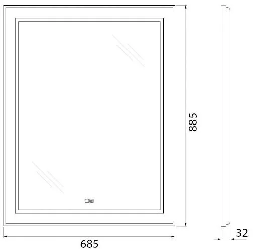 Зеркало BelBagno Kraft SPC-KRAFT-685-885-TCH-WARM-NERO черное, с подогревом Sancos — официальный сайт
