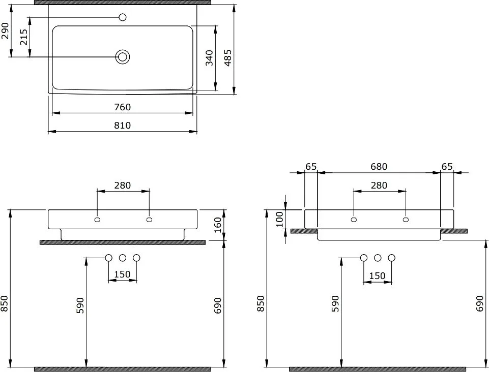 Раковина Berges Strati 81x49, глянцевая белая Sancos — официальный сайт