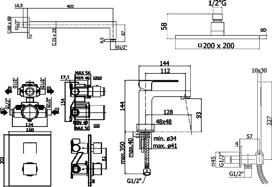 Комплект для ванной Paffoni Elle KITLEQ518CR071 С ВНУТРЕННЕЙ ЧАСТЬЮ, верхний душ 20 см, с термостато Sancos — официальный сайт