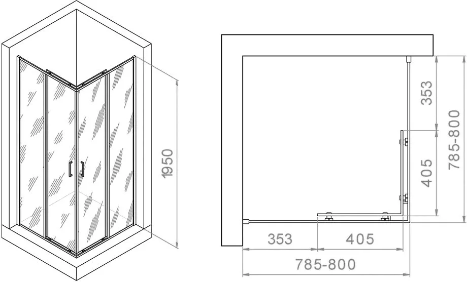 Душевой уголок RGW Passage PA-030 800x800x1950, профиль хром Sancos — официальный сайт