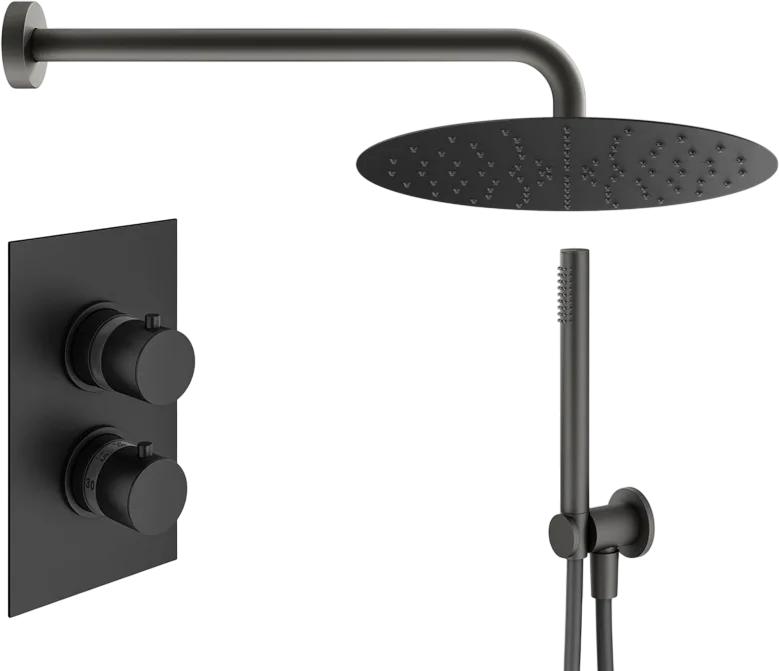 Душевой комплект Plumberia Selection Ixo KITXOT18QNO, С ВНУТРЕННЕЙ ЧАСТЬЮ, черный матовый Sancos — официальный сайт