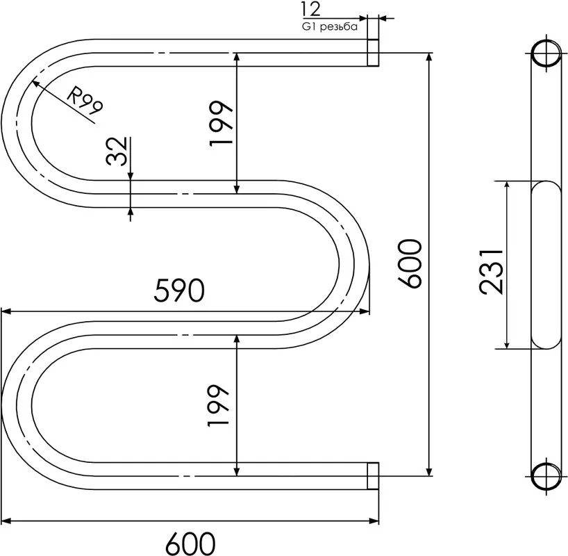 Полотенцесушитель водяной Indigo M MW60-60 3/4 Sancos — официальный сайт