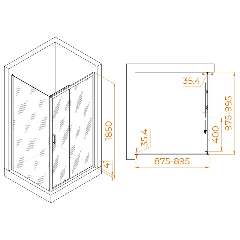 Душевой уголок RGW Passage PA-145 (875-895)x(975-995)x1850 профиль хром Sancos — официальный сайт
