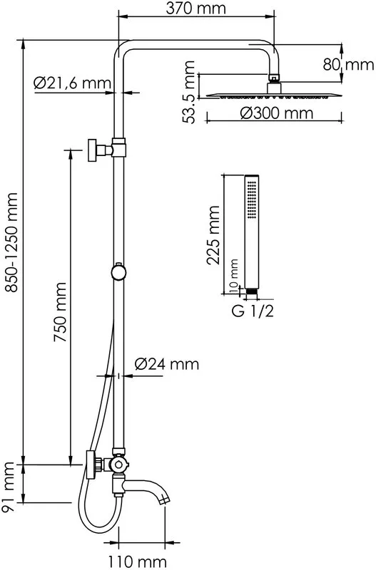 Душевая стойка Wasserkraft Berkel A188.116.137.087.CH Thermo, с термостатом, хром Sancos — официальный сайт